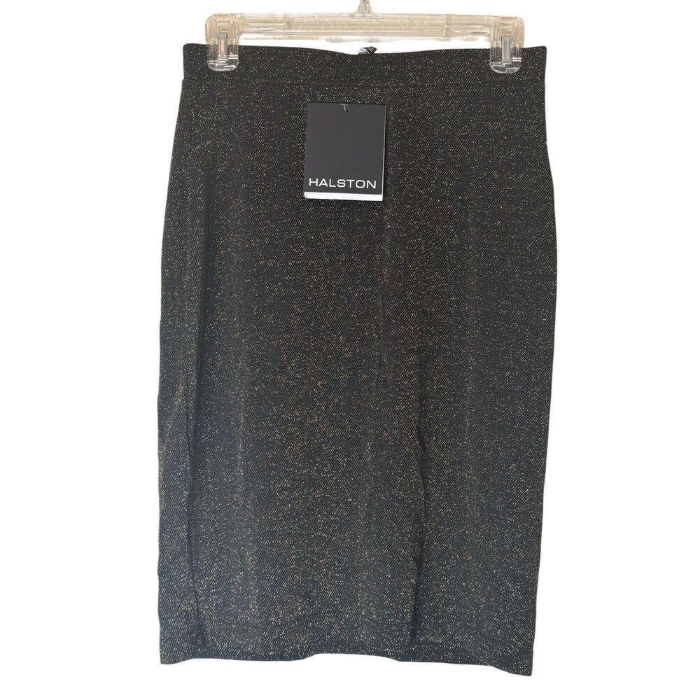 Halston Womens Metallic Midi Skirt Size S